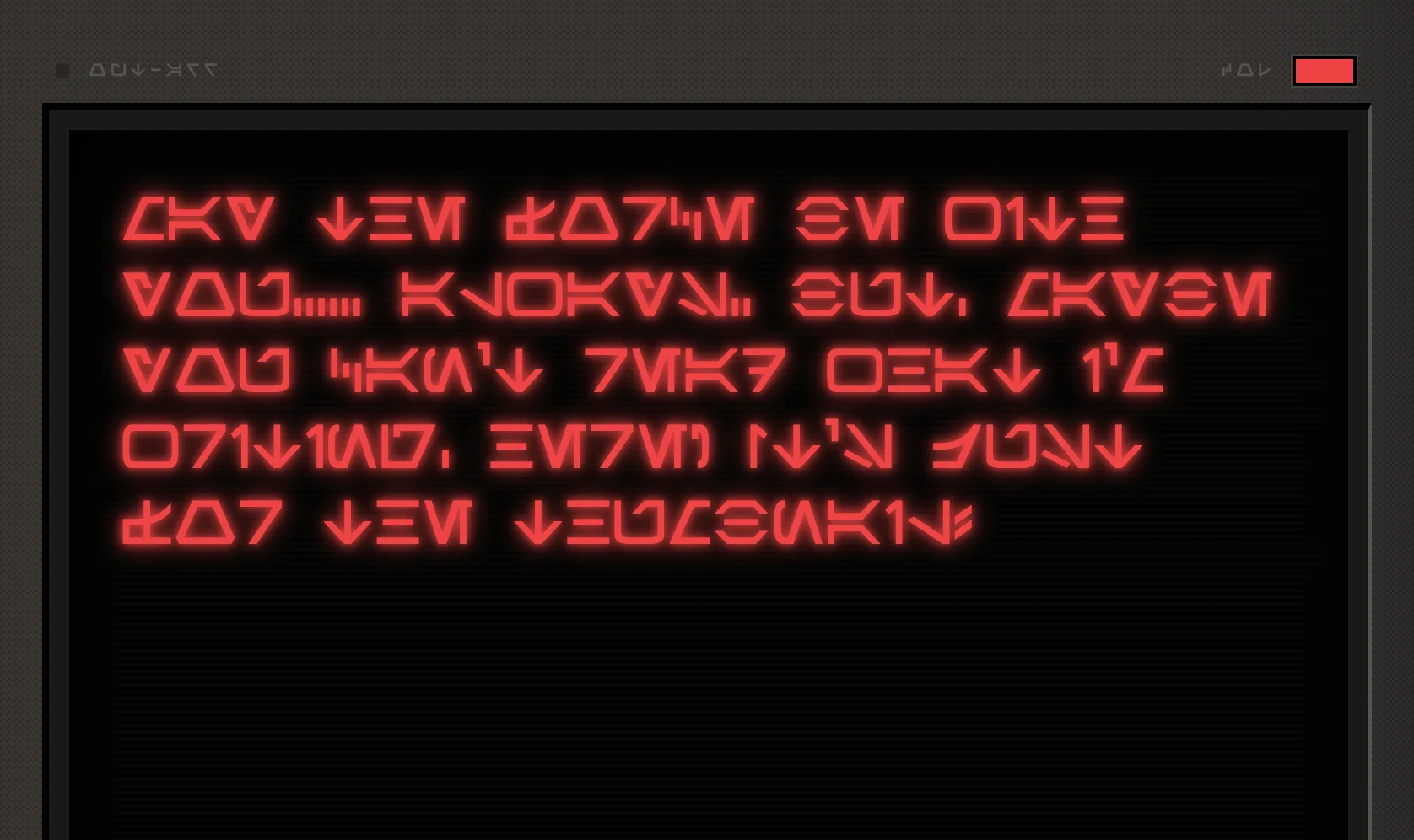 Screenshot of Aurebesh Translator: English-to-Aurebesh translator with CRT terminal aesthetics. Convert text to Star Wars script with high-res image export — for props, cosplay, and fan art.
