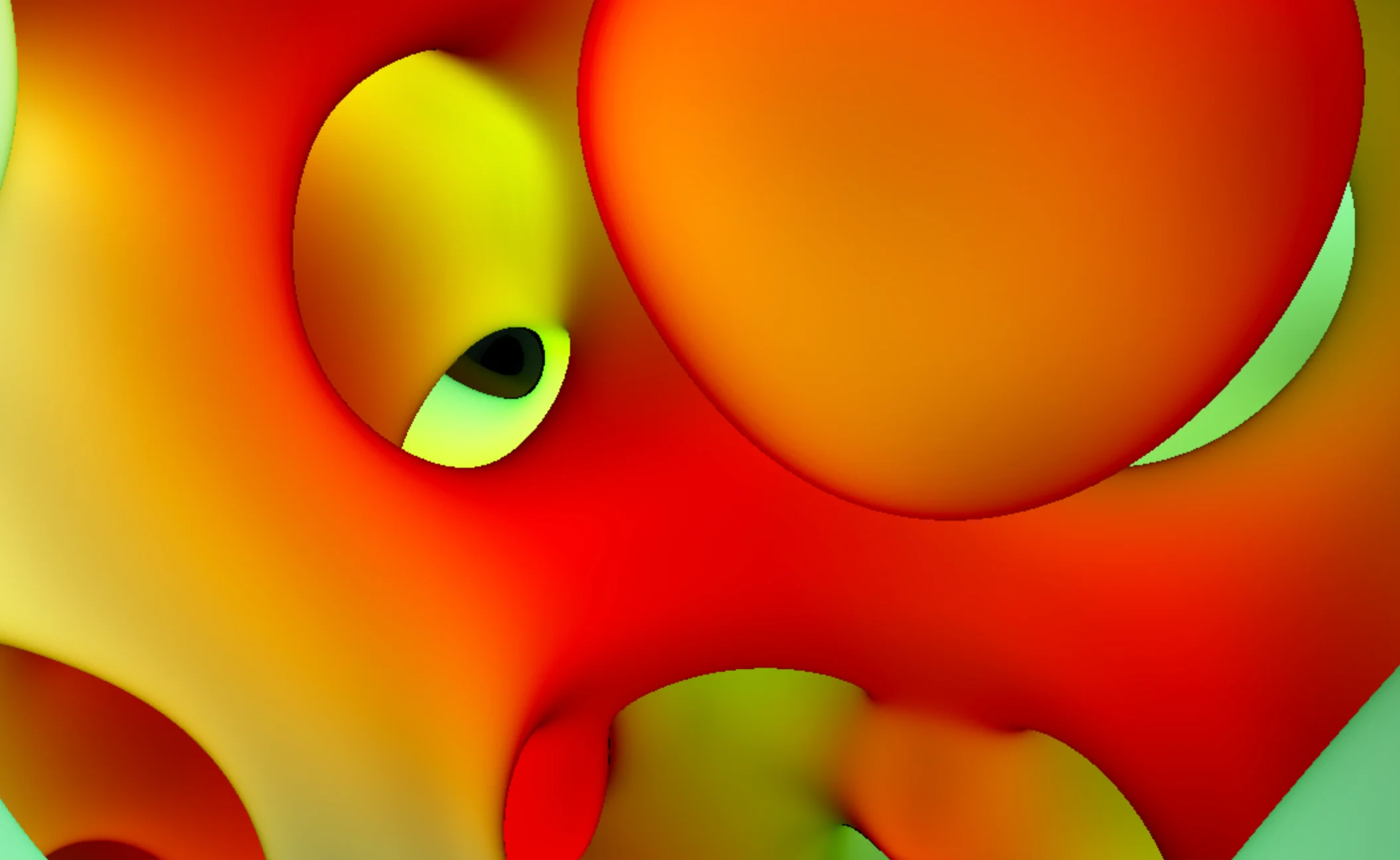 Screenshot of Blob Snob: Procedural gyroid structure generator. Blobby 3D mathematical surfaces in motion — a visualization of triply periodic minimal surfaces and TPMS geometry.
