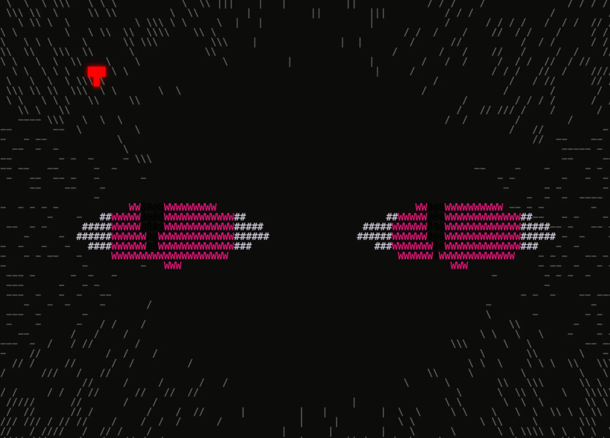 Screenshot of Cat Scratch: Interactive ASCII cat with reactive behavior. A text-art digital pet that hunts, purrs, and plays — a charming companion living in your browser tab.