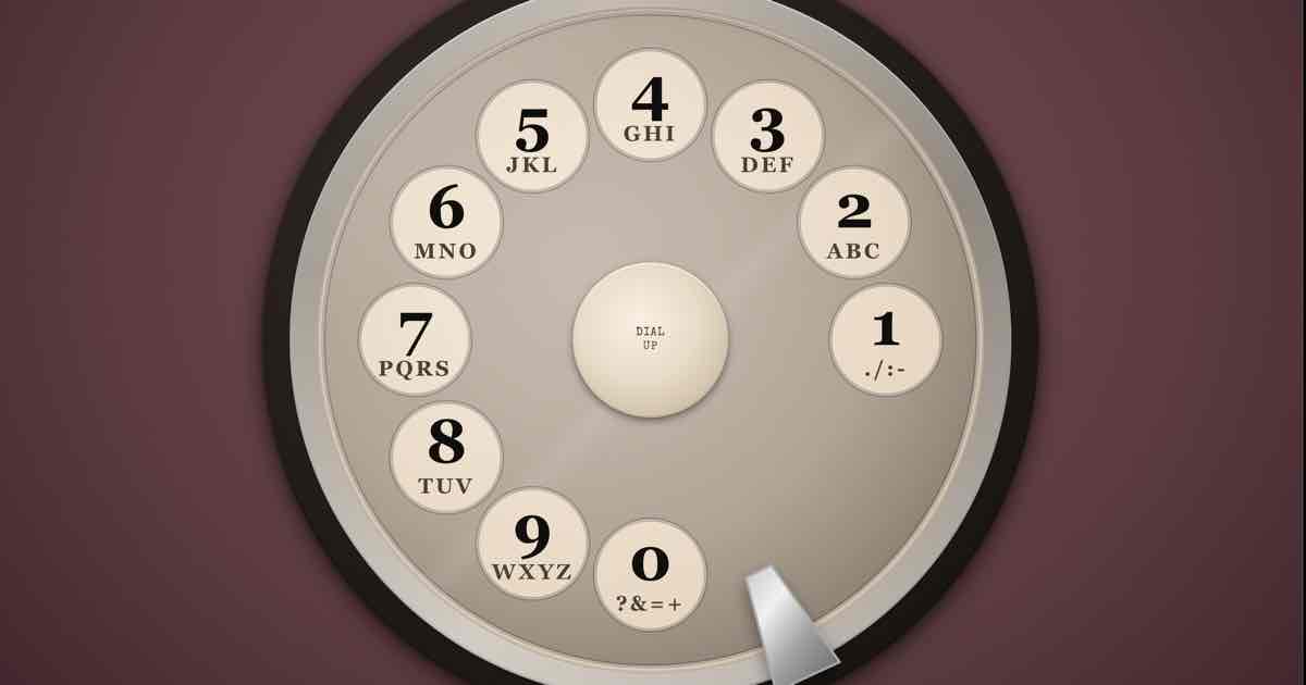 Screenshot of Dial-Up: Rotary phone simulator with T9 multi-tap, modem handshake sounds, and a skeuomorphic bakelite dial. Type URLs or phone numbers the hard way.