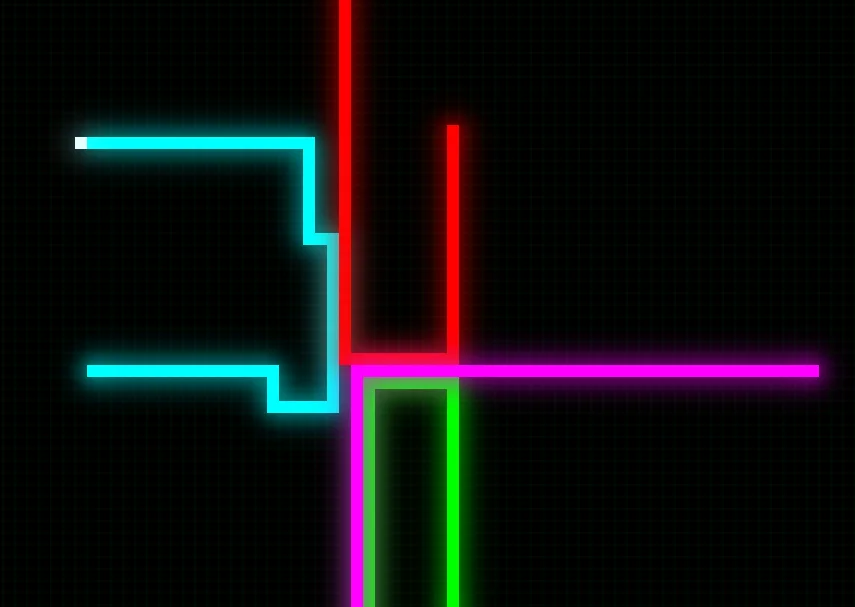 Screenshot of Neon Cycles: Light cycle racing on a glowing grid — inspired by Tron. Upload your avatar and outmaneuver opponents in this neon arena. A free Tron: Light Cycles tribute.