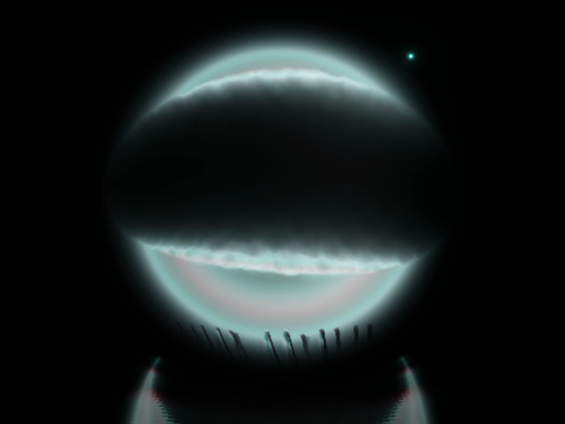 Screenshot of Orb Ashore: Procedural landscape generator with floating orbs. Explore vast generated terrain — a serene atmospheric WebGL world with raymarched volumetrics.