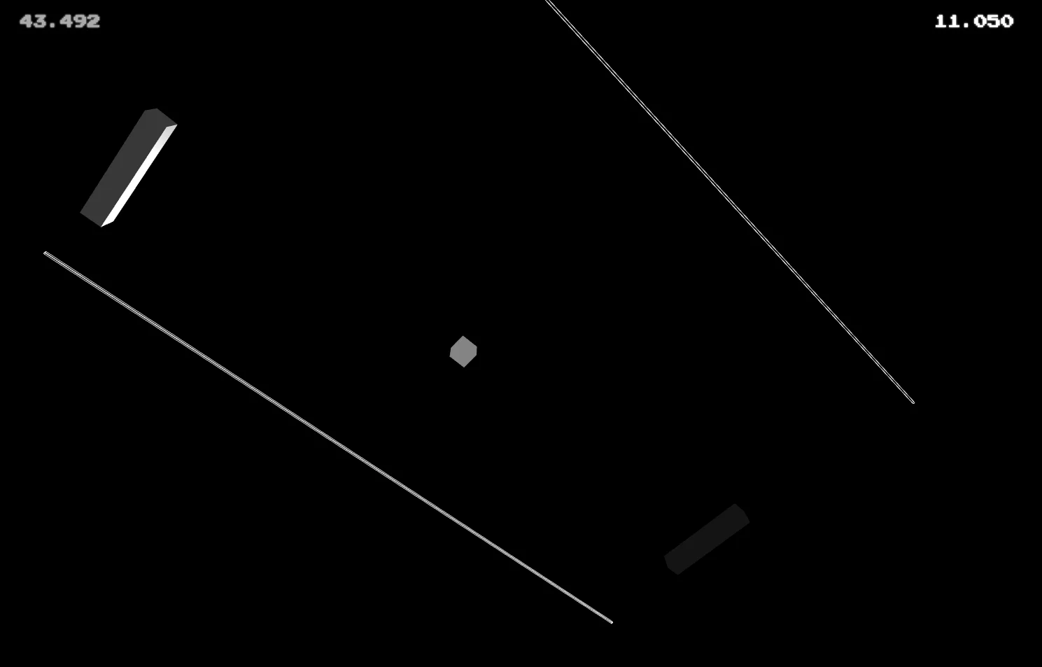 Screenshot of Piddaddle: Pong with a rotating board — the paddle game reinvented. A unique twist on classic Pong and Breakout mechanics with reflex-testing rotation physics.
