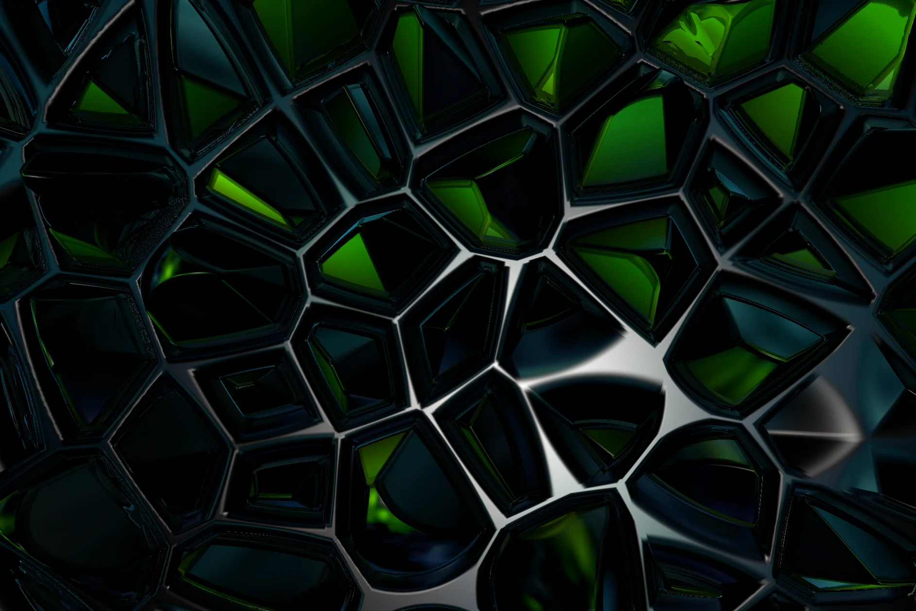 Screenshot of Refraction Action: 3D Voronoi lattice explorer with physical refraction and environment mapping. Create on-demand generative crystallography art.