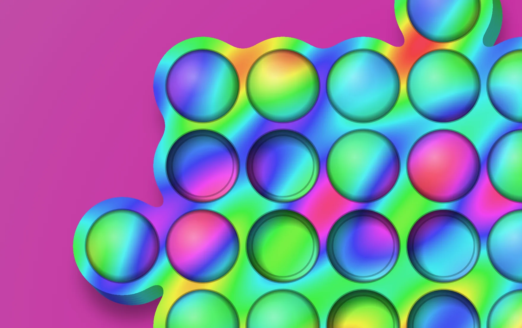 Screenshot of Virtual Pop: Pop-It fidget toy simulator with procedural bubbles. Endless satisfying pops — a digital stress relief alternative to physical Pop-It and fidget toys.